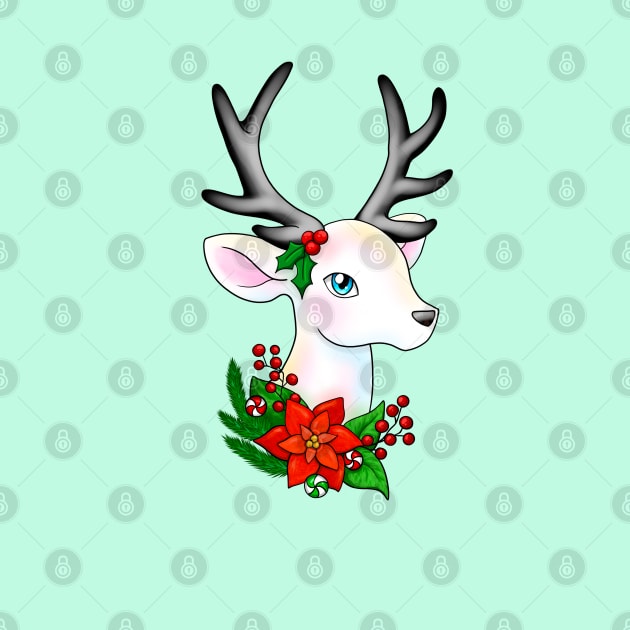 Christmas Reindeer with Silver Antlers by Lady Lilac