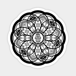 Ornamental Hamsa Mandala Grunge White Magnet