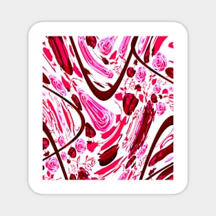 red and white textile floral design Magnet