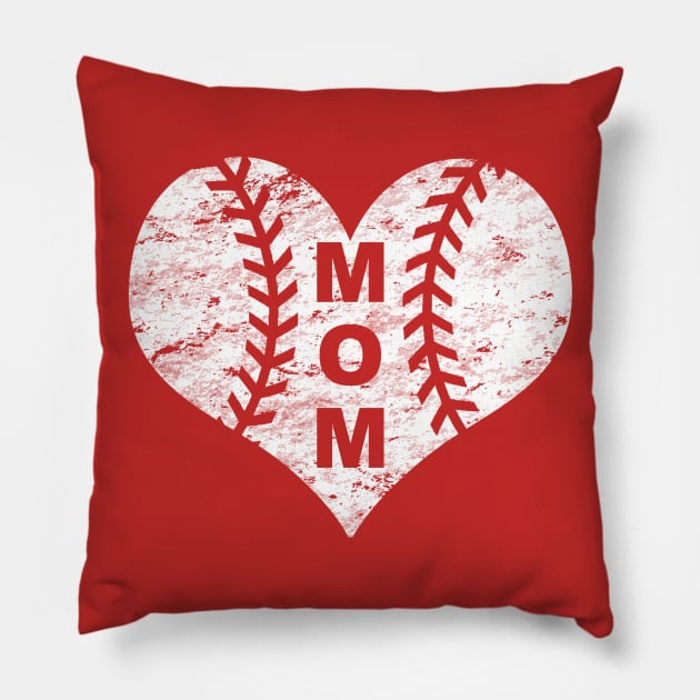 Baseball Mom Heart LOVE BASEBALL Vintage Distressed Pillow by TeeCreations