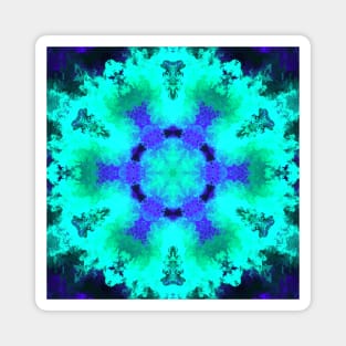 Psychedelic Hippie Flower Teal and Blue Magnet