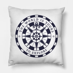 Vintage compass / The world is yours to explore Pillow