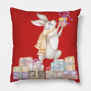 Xmas bunny with rabbits Pillow