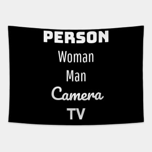 person woman man camera tv Tapestry