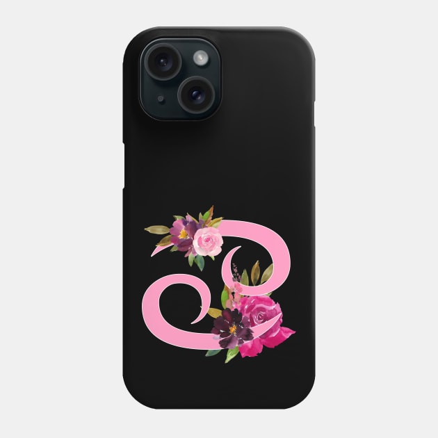 Cancer Horoscope Zodiac Pink Flower Design Phone Case by bumblefuzzies