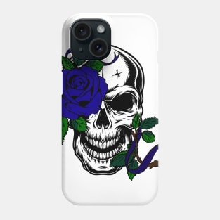 SKULL WITH BLUE ROSE 02 Phone Case