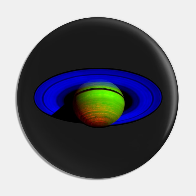 Saturn in Blue and Green Pin by spacerobot