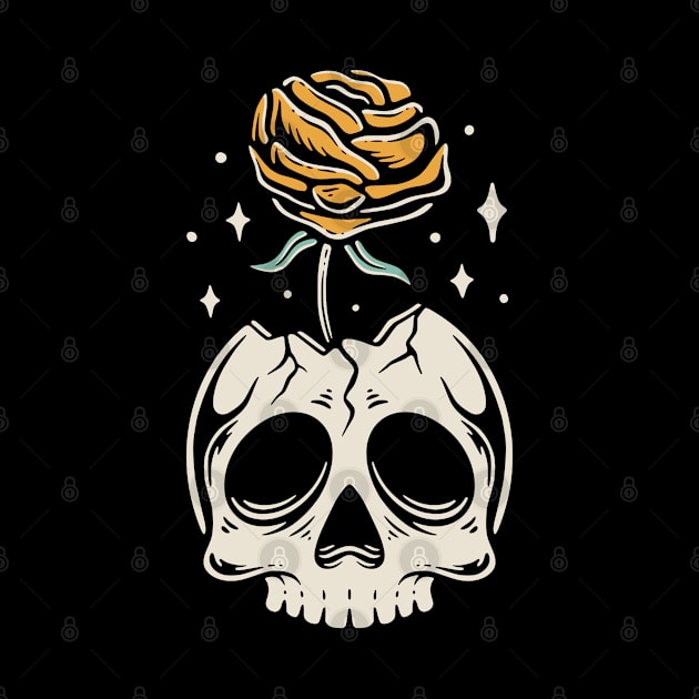 Yellow Rose Skull by Pongatworks Store