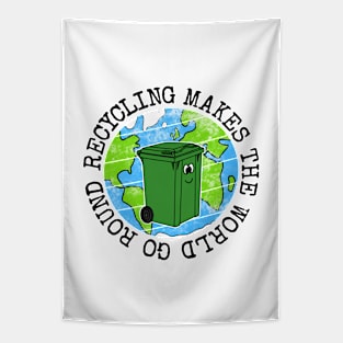 Recycling Makes The World Go Round, Wheelie Bin Earth Day Tapestry