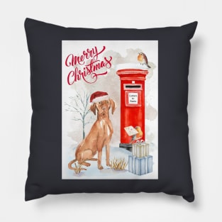 Hungarian Vizsla Merry Christmas Santa Dog Pillow