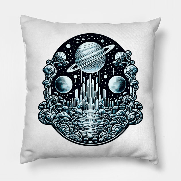 Fantastic Worlds Of Outer Space 408 Pillow by Korey Watkins