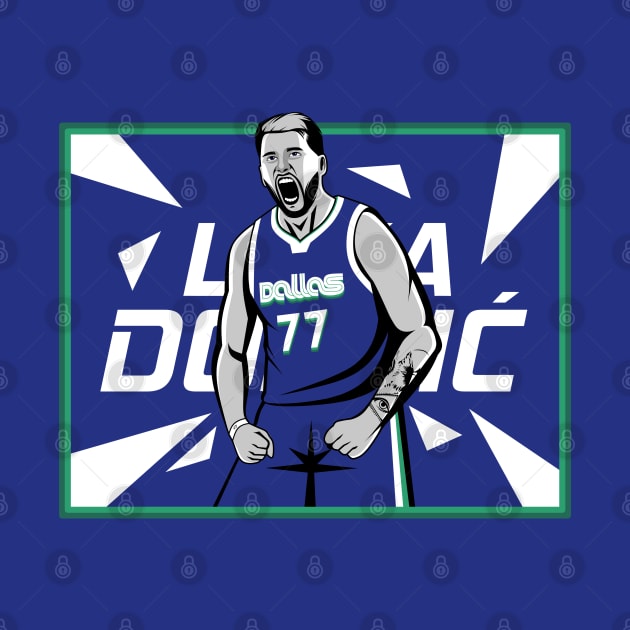 Doncic #77 - Iconic Dallas Mavs Blue Basketball by LanaIllust