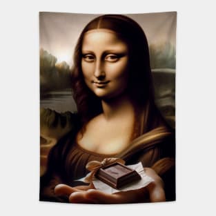 Mona Lisa's Chocolate Gift: White Day Elegance Tapestry