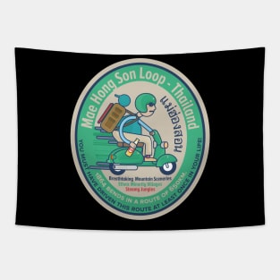 Mae Hong Son Loop - Scooter Trip - Backpacker Badge Thailand Tapestry