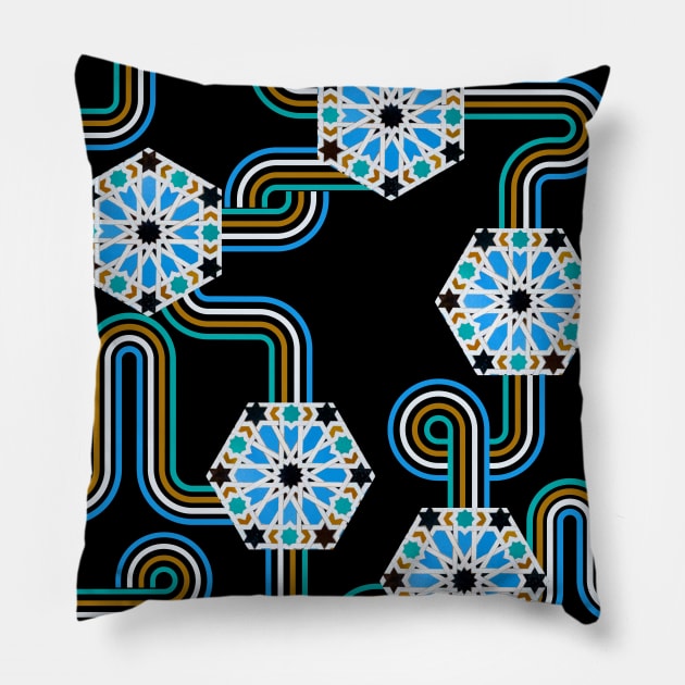 Mozaic Maze - Hexa Flora Pillow by SalxSal