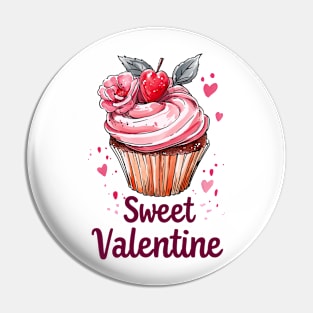 Sweet Valentine Heart Cupcake: Pop Art Pink, Orange, Green Pin