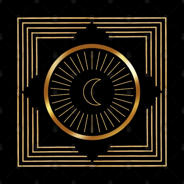 Mystic Golden Moon Circle by ApexDesignsUnlimited