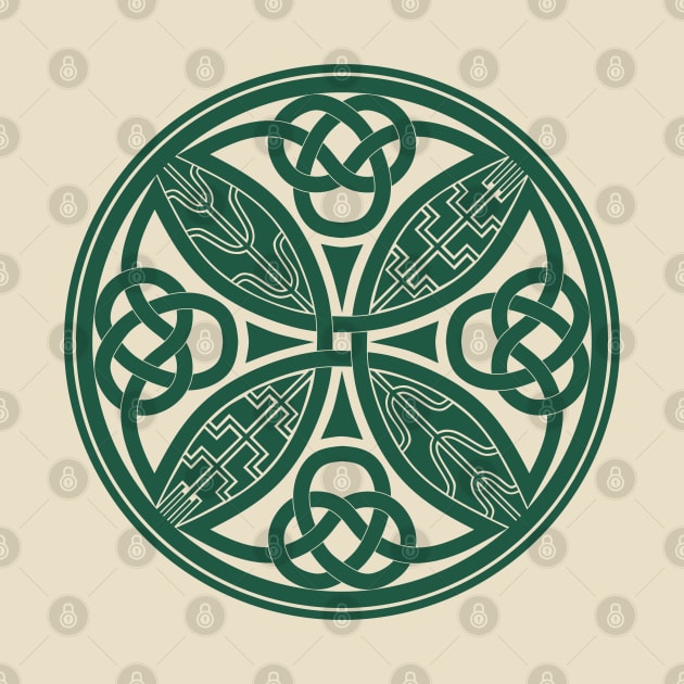 Book of Durrow Celtic Cross Green by Wareham Spirals