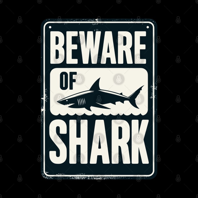 Vintage Beware of Shark by TomFrontierArt