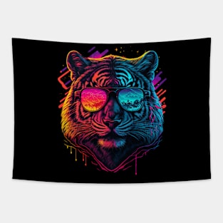 Retrowave Tiger Tapestry