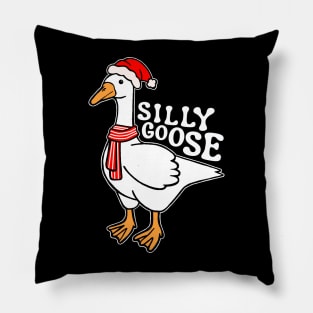 Silly Goose with Santa Hat Pillow