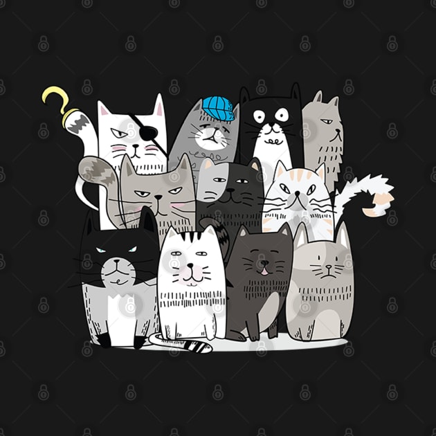 Cats gang, funny cat by white.ink