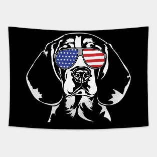 Patriotic Beagle dog with American Flag sunglasses Tapestry