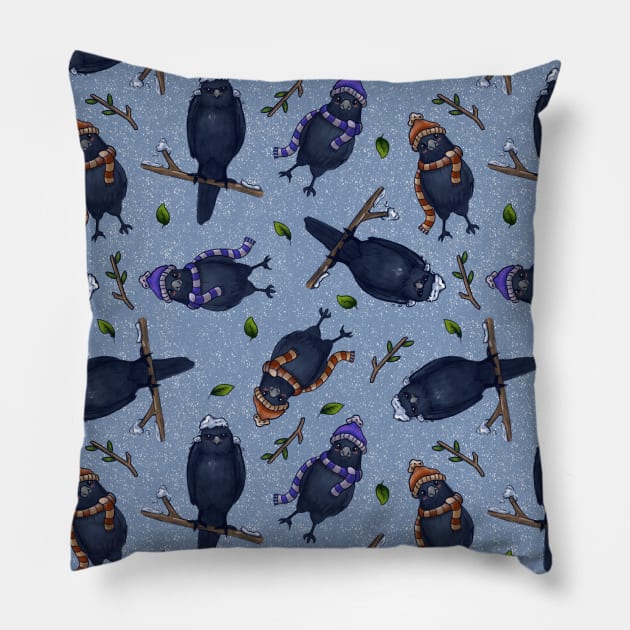 Crows and Snow Pillow by little peg designs