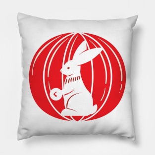 RABBIT IN RED LANTERN Pillow