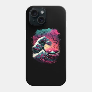 Retro Japanese Synthwave Great Wave Phone Case