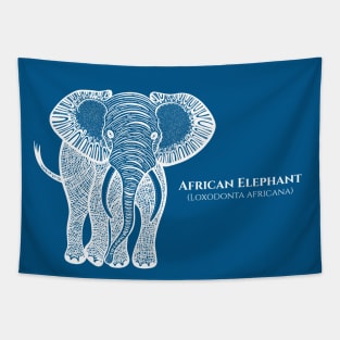 African Elephant with Common and Latin Names - gift for elephant lover Tapestry