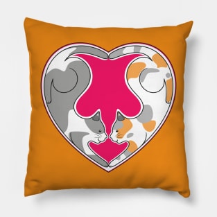 Calico Cat Love Couple Pillow