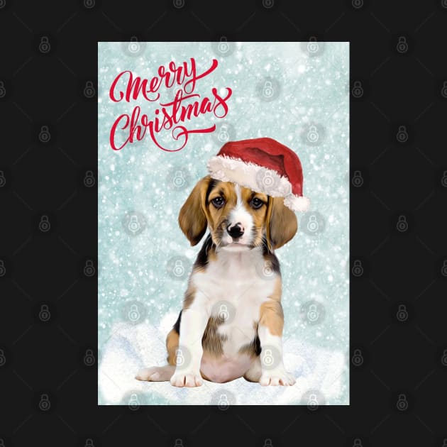 Beagle Puppy Merry Christmas Santa Dog by Puppy Eyes