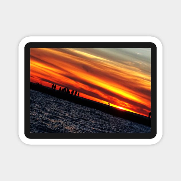 Abstract Slanted Sunset Pier Silhouette Magnet by 1Redbublppasswo