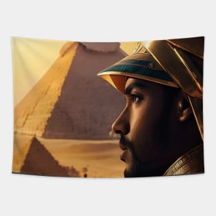 Pharaoh looking at the pyramids Tapestry