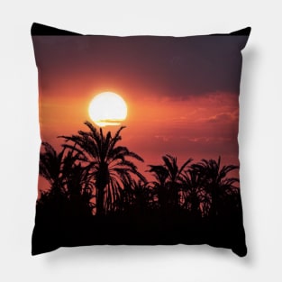 Sunset View In The Palm Forest 1 Pillow