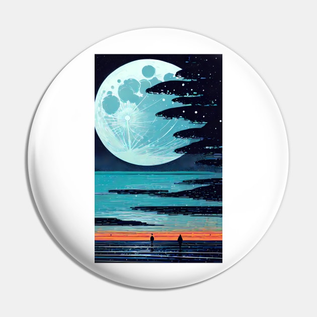 Vibrant Blue Moon bay abstract line art Pin by PsychicLove