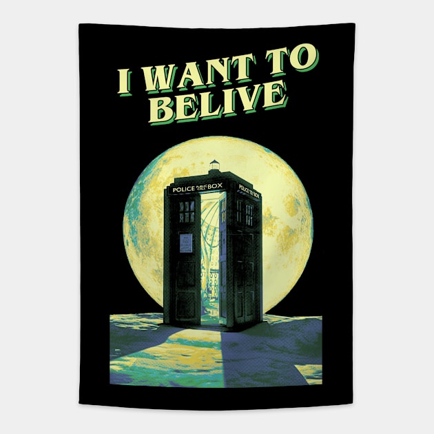 I Want To Belive Green Tradis Vintage Tapestry by Joker Keder