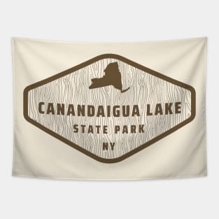 Canandaigua Lake State Park New York - Tree Log Texture Wooded Sign Sticker Tapestry