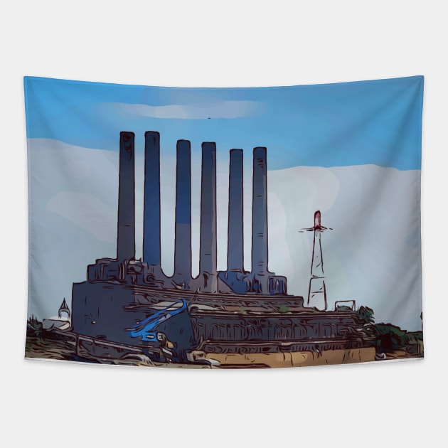 St. Louis power plant Tapestry by WelshDesigns