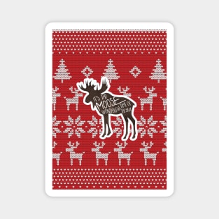 It's the MOOSE wonderful time of the year! Silly Christmas pun of a moose atop a Christmas sweater with a funny saying Magnet