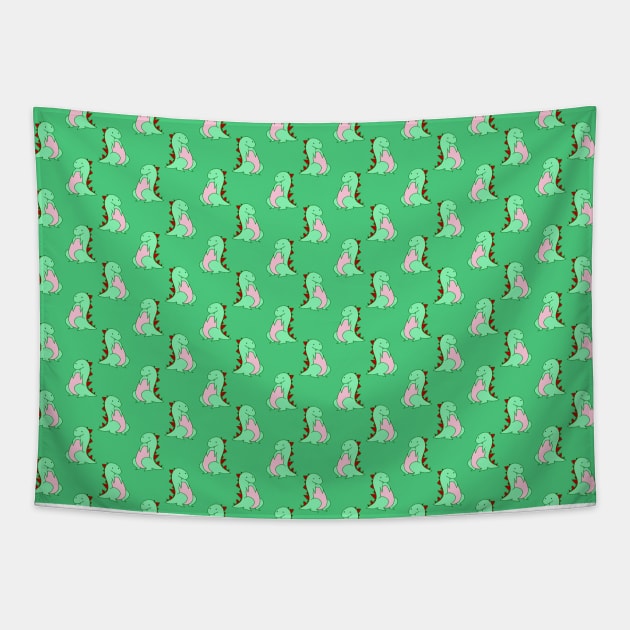 Green Dino Pattern Tapestry by saradaboru