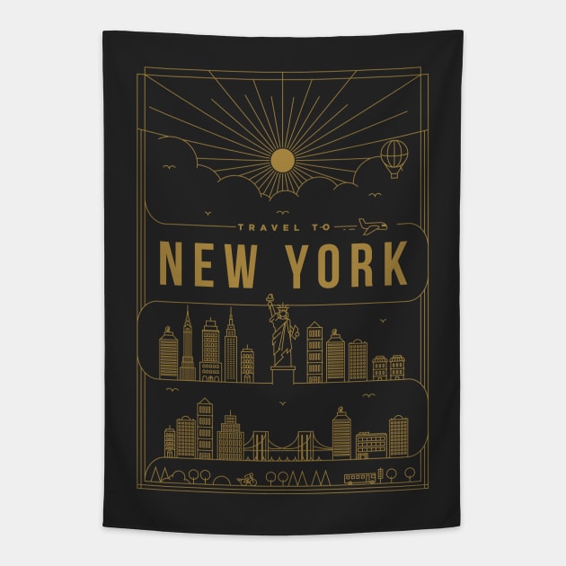 New York Minimal Lineal Poster Tapestry by kursatunsal