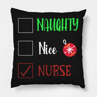 Naughty Nice Nurse / Cute Christmas Nurse Gift / Funny Santa Checklist Nurse Gift Pillow