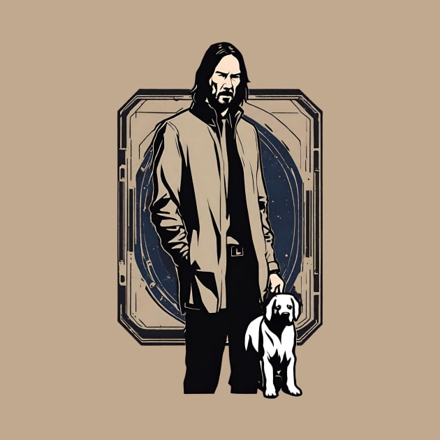 John Wick and His Trusty Dog Vintage Retro Movie by 3dozecreations