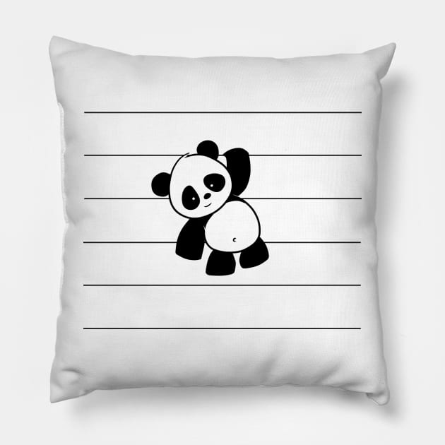 Cute Chilling Little Kawaii Baby Panda Bear Pillow by SkizzenMonster