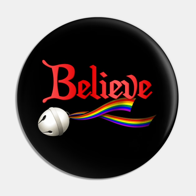 Believe Philly LGBTQ Pride Jingle Bell Pin by wheedesign