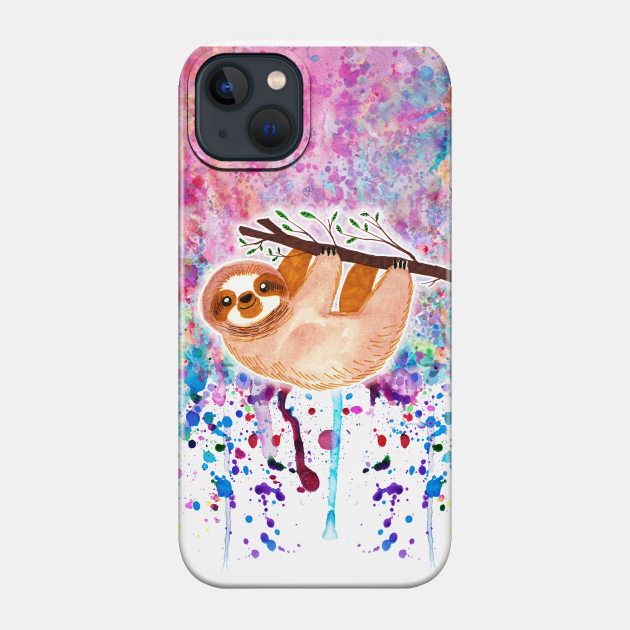 Watercolor Sloth - Rainbow Paint - Sloth - Phone Case