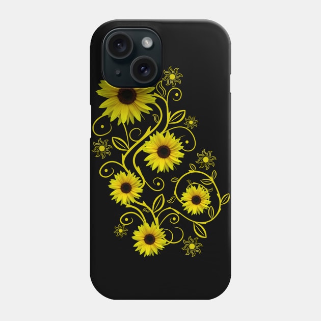 yellow blooming sunflower ornament flower sunflowers floral Phone Case by rh_naturestyles