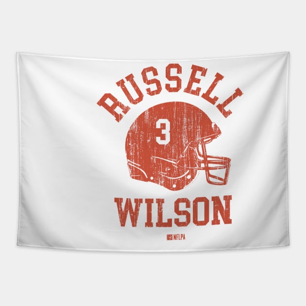 Russell Wilson Denver Helmet Font Tapestry by TodosRigatSot